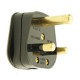 Mains 15 Amp Plug Black Insulated Pins